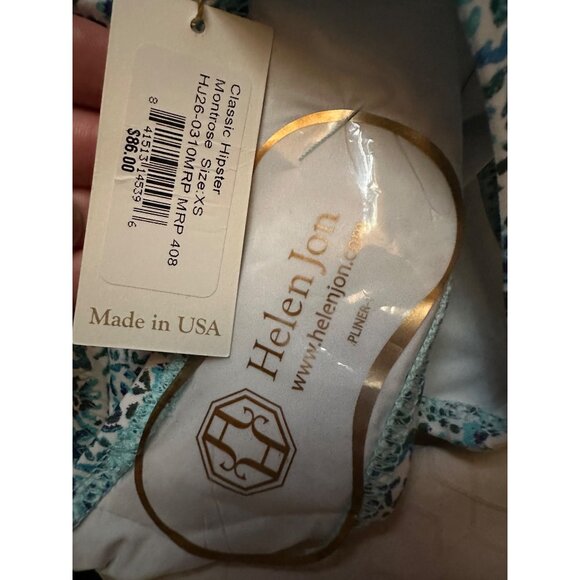 Helen Jon Midi Bandeau Tankini Top + Bottoms Vibrant Blue Tile Print XS Set NWT - Picture 12 of 12